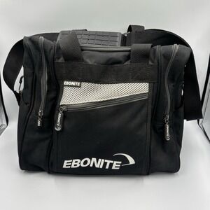 Ebonite Black Bowling Bag for 1 Ball Shoulder Strap Polyester Zippers W/Pockets